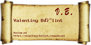 Valentiny Bálint névjegykártya